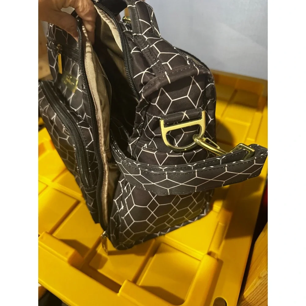 Ju-Ju-Be BFF Diaper Bag Prism Rose Black White Geometric Gold Hardware Messenger